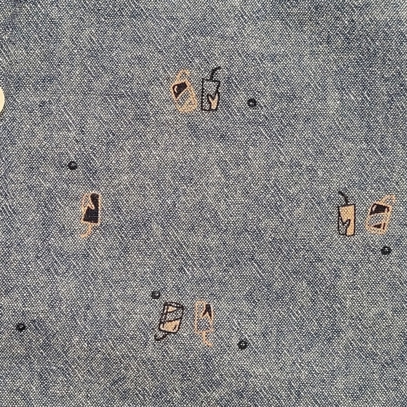 Frank + Oak chambray denim cotton print long sleeve button front shirt - Picture 3 of 11